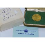 Western Samoa 1977 $100 proof gold coin with certificate and original box. 917/1000 fine gold