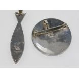 Two Mexcian silver pendants including mosaic front with brooch back