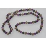 Amethyst, silver (low grade) and pearl necklace