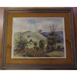 John R. Upton (1892-1987), Over the Hill watercolour, signed lower right, 36cm x46cm approx.