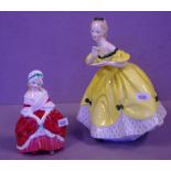 Royal Doulton lady figurines comprising Peggy HN2038 & The Last Waltz HN2315, 20cm high (tallest)
