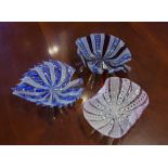 Three Murano glass dishes two in leaf shape form, 10 cm diameter approx.