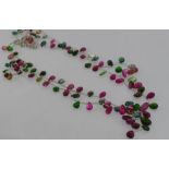 Tourmaline and silver necklace with various colours including Pariba