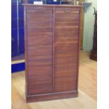 Vintage office filer cabinet with 2 key lock roller doors, 87cm wide, 38cm deep, 149cm high approx