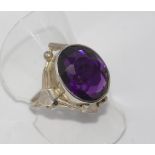 Silver ring with amethyst size: N-O/7
