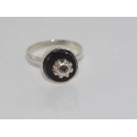 Silver, onyx and diamond ring size: N-O/7