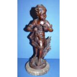 French bronze sculpture of a girl 43cm high approx.