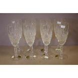 Eight Waterford crystal champagne flutes Colleen pattern