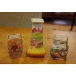 Three Royal Doulton miniature series ware vases 10.5 cm high (tallest)