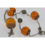 Vintage Turkish 1960s amber style necklace