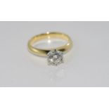 18ct two tone gold solitaire 1.02 ct diamond ring H/ Si 2 with GIA Certificate, weight: approx 4.