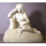 Victorian Parian seated lady figure H30.5cm approx