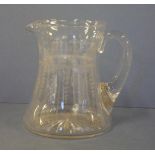 Edwardian Pall Mall etched glass jug 17.8cm high
