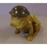 Royal Doulton British Bulldog soldier figurine in khaki tones, RN 662746, 16 cm high, restoration to