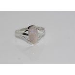 Silver and solid white opal ring size: N-O/7