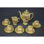 Royal Doulton Glamis Thistle part coffee set comprising coffee pot, cream jug and 5 each coffee cups