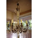 Antique French 8 branch crystal chandelier