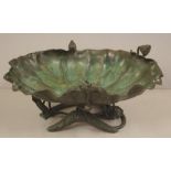 Large Japanese Meiji bronze lotus bowl 46.5cm x 39cm, 21cm high