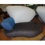 Poltromec (Italy) arm chair with suede micro fibre and leather upholstery, 110cm wide, 80cm high