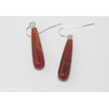 Silver and carnelian-agate drop earrings