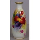 Royal Worcester signed Kitty Blake berry vase H14.5cm approx