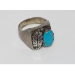Large silver ring with turquoise size: Z+1-2 / 13