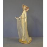 Lladro girl with hat and cape figurine 36cm high