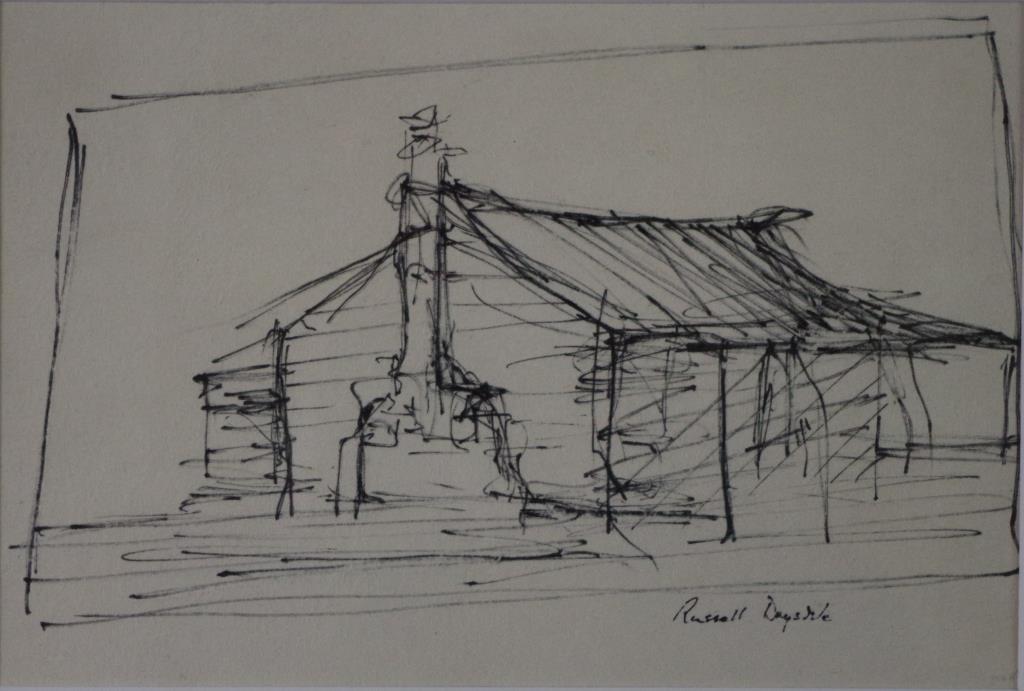 Russell Drysdale (1912-1981) poss. Hill End study ink on paper, signed lower right, 15 x 22.5 cm