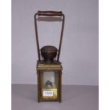 Antique European railway guard's oil lamp 34.5cm high