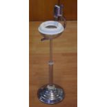 Art Deco ashtray stand in chrome and white plastic, 75cm high approx