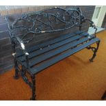 Cast iron garden bench with timber slats, 128cm wide