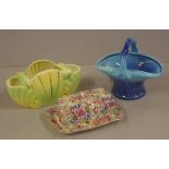 Royal Winton 'Summertime' butter dish together with a Diana vase & an English basket vase