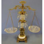 Vintage French style ormolu &cut glass centrepiece with cherub base, H 54.5cm approx