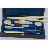 Vintage ivory manicure set and glove stretcher NB These may not be exported without CITES