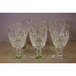 Six Waterford crystal white wine glasses Colleen pattern