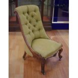 Victorian rococo style slipper chair 54cm wide, 90cm high approx