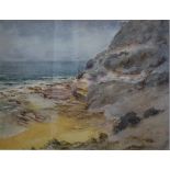 Jean Derrin, Ocean Landscape watercolour, signed lower right, 33.5 x 43.5 cm