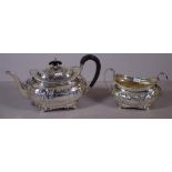 Victorian sterling silver teapot and sugar bowl hallmarked Sheffield 1909/10, maker Atkin