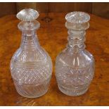 Two good Georgian cut glass decanters 27cm high (tallest)