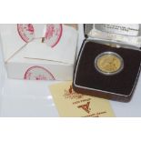 Royal Australian mint 1982 proof $200 coin 10gms 22ct gold, with certificate an case