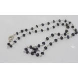 Delicate dark blue stone necklace with silver plate, size: approx 46cm length, no silver markings