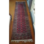 Persian wool hall runner carpet with red tones, 280cm x 77cm approx
