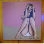 Aaron Blabey "Contemplative Pink" acrylic on canvas, signed verso, 111.5cm x 111.5cm