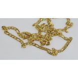 Long 18ct yellow gold flat link chain / necklace weight: approx 41 grams, size: 91cm length