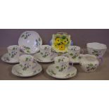 Part Shelley "Campanula"coffee set to include 5 cups, 6 saucers, sugar and creamer, together with