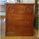 Victorian cedar chest of drawers with 7 drawers, 111cm wide, 45cm deep, 127cm high
