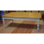 Rustic antique farmhouse table with drawer to one end, 214cm x 128cm, 76cm high