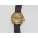 Vintage 9ct rose gold and enamel watch