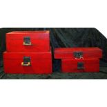 Four Chinese lacquered boxes 46cm wide, 20.5cm high (largest)
