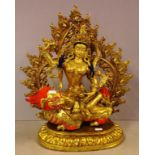 Tibetan gilt metal Jambala statue (God of wealth), H40cm approx